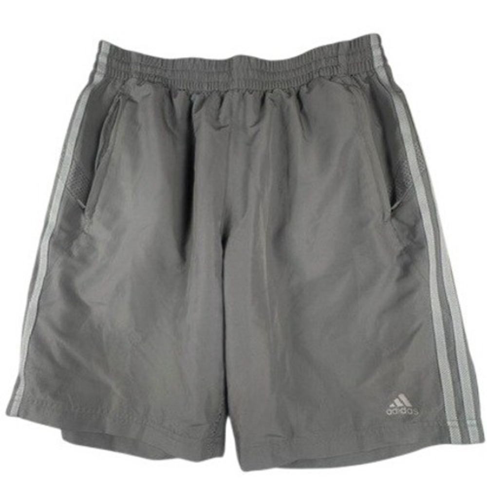 Adidas Shorts Mens Medium‎ Gray ClimaCool 3-Stripe Athletic Running Mesh Lined